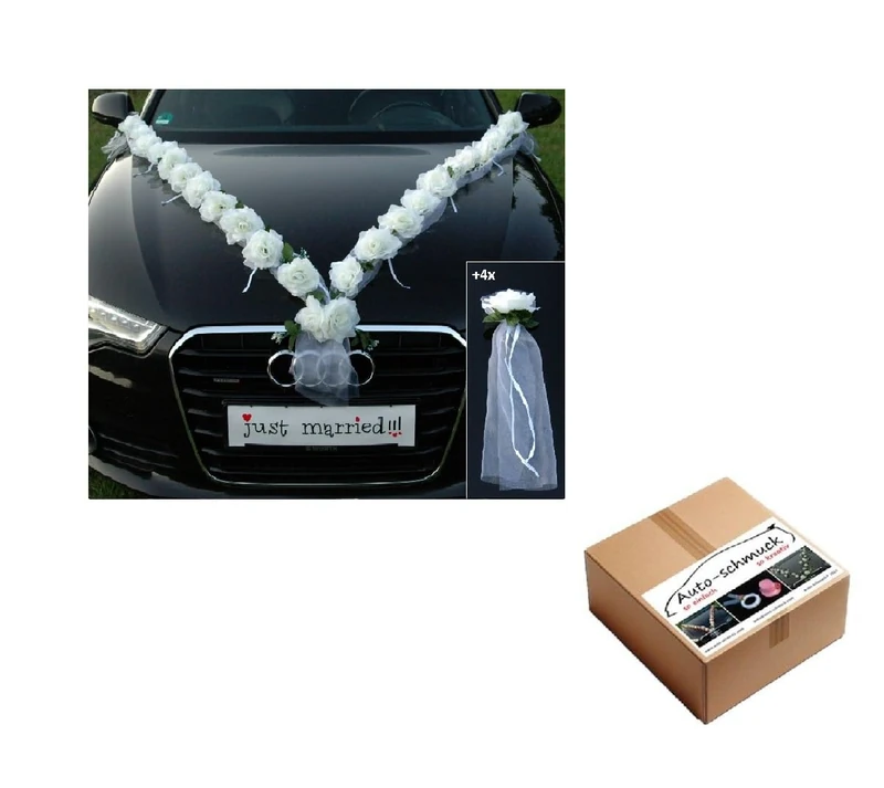 Autoschmuck Rose Garland Car Decoration, Wedding/Bridal Car Decoration, White - Image 1