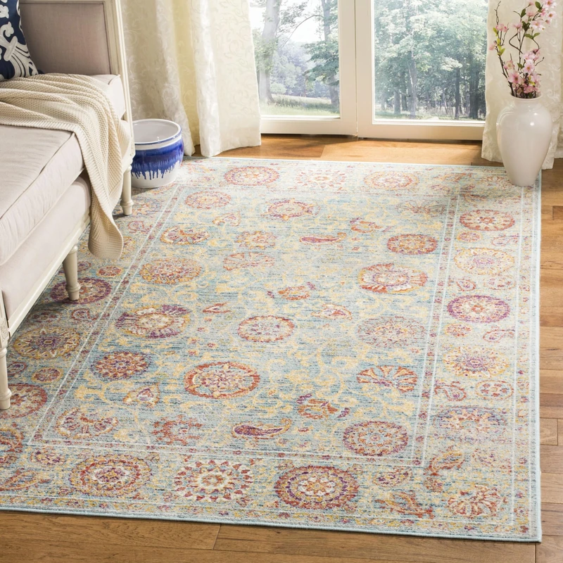 SAFAVIEH Old World Persian Rug for Living Room, Dining Room, Bedroom - Sevilla Collection, Short Pile, in Light Blue and Multi, 122 X 170 cm
