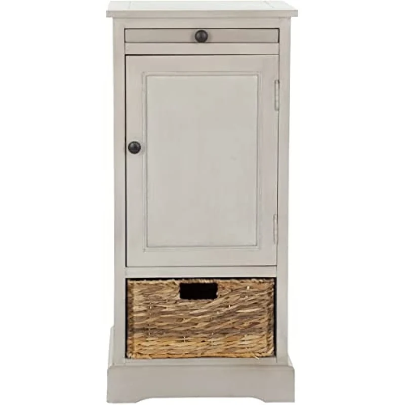 SAFAVIEH Contemporary Pine Wood Tall Storage Unit, in Vintage Grey, 40 X 35 X 85