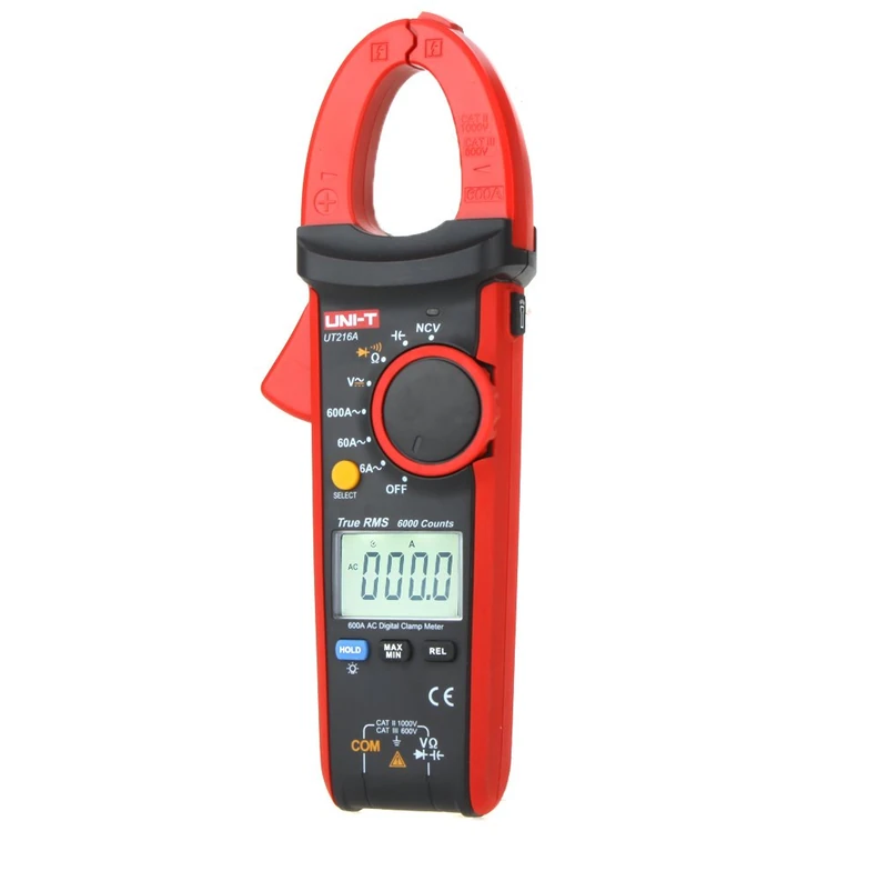 UNI-T 7720173 UT216 Series True RMS Digital Clamp Meter, 600 A, Red/Grey
