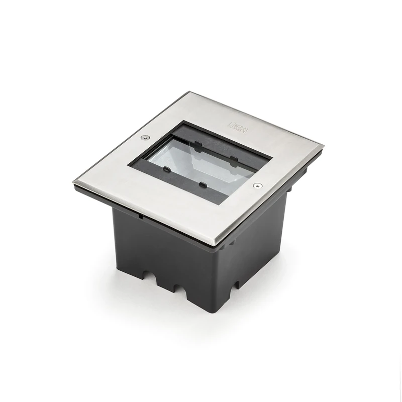 Konstsmide 7962-310 High Power Adjustable Angle Beam LED Ground Spot / High Power 12 W LED / IP65 / 230-240 Volt / Aluminium Silver / Clear Glass