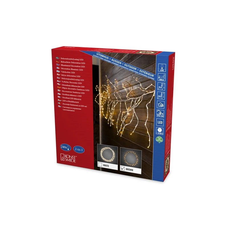 Konstsmide Christmas Decoration Fairy Light String/Flexible Garland with 240 Warm White Diodes/Brown Cable