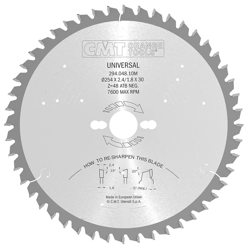 CMT 294.048.10 M – Ripping-Crosscut Saw Blade 254X2.4X30 Z=48-5°ATB