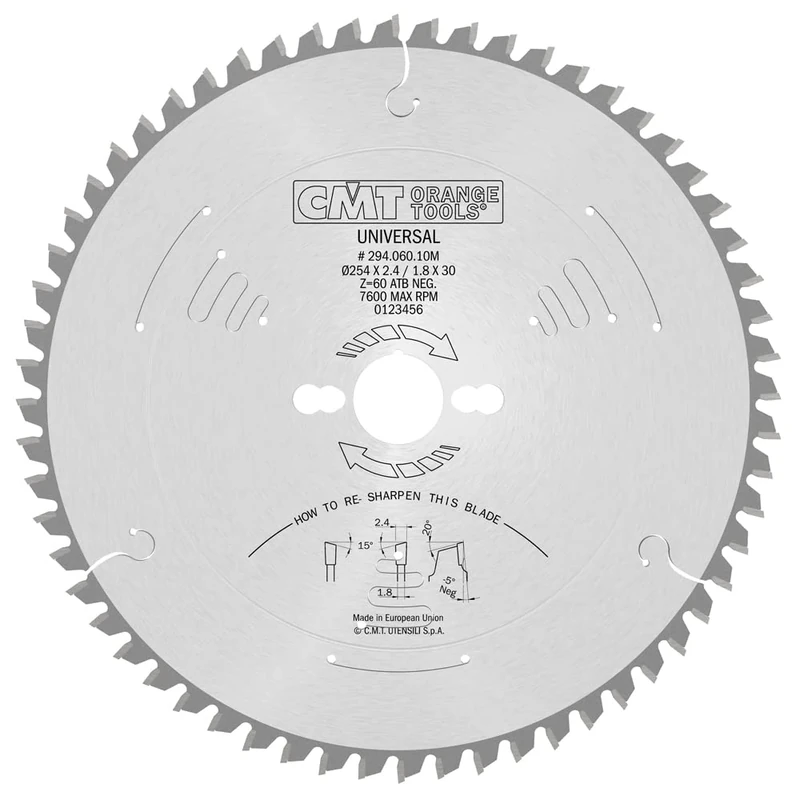 CMT 294.060.10M - Ripping-Crosscut Saw Blade 254X2.4X30 Z=60-5°ATB