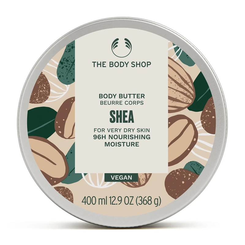 The Body Shop Shea Body Butter (1x 400ml), Extra Rich Body Cream for Very Dry Skin, 96hr Nourishing Moisturiser with Buttery Texture & Nutty Scent