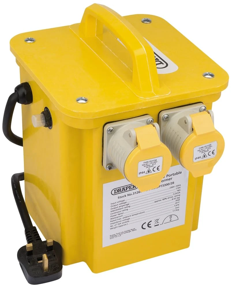 Draper 31264 Portable Site Transformer, 3.3Kva, 230V-110V