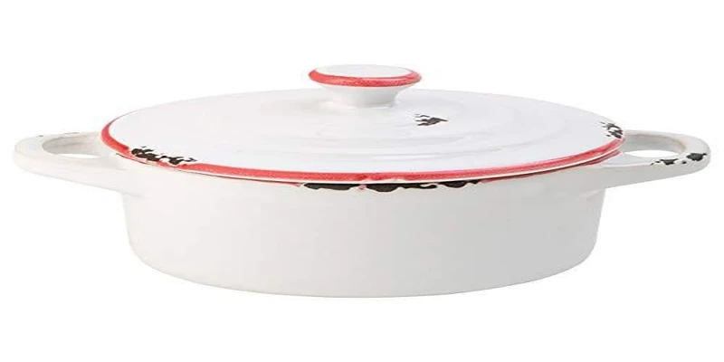 Avebury White & Red Mini Casserole Dish 10.5cm - x 12 - Mini Casserole Pot, Suitable for Sauces