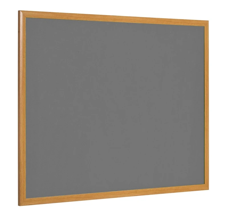Bi-Office Earth Prime Felt Notice Board, Grey Felt Surface, MDF Frame with Oak Finish, 1200 x 900 mm