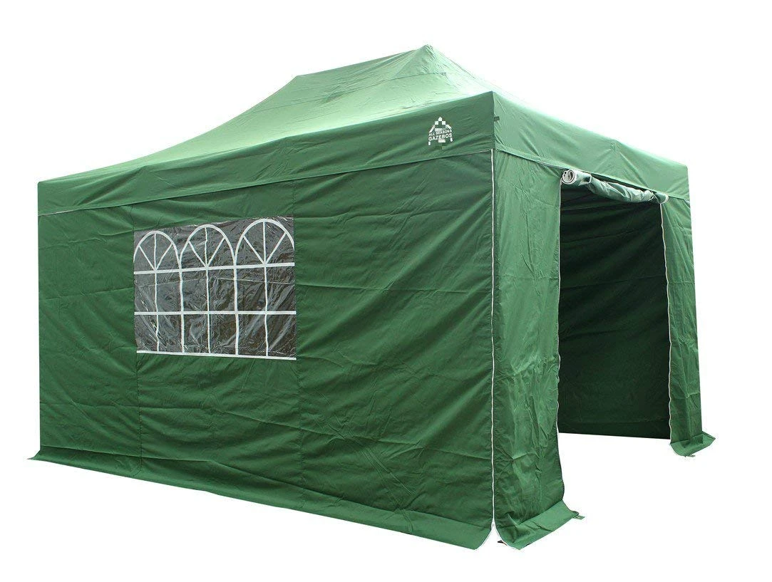 All Seasons Gazebos 3x4.5m Heavy Duty Fully Waterproof Pop up Gazebo with 4 Premium Side Walls - Green