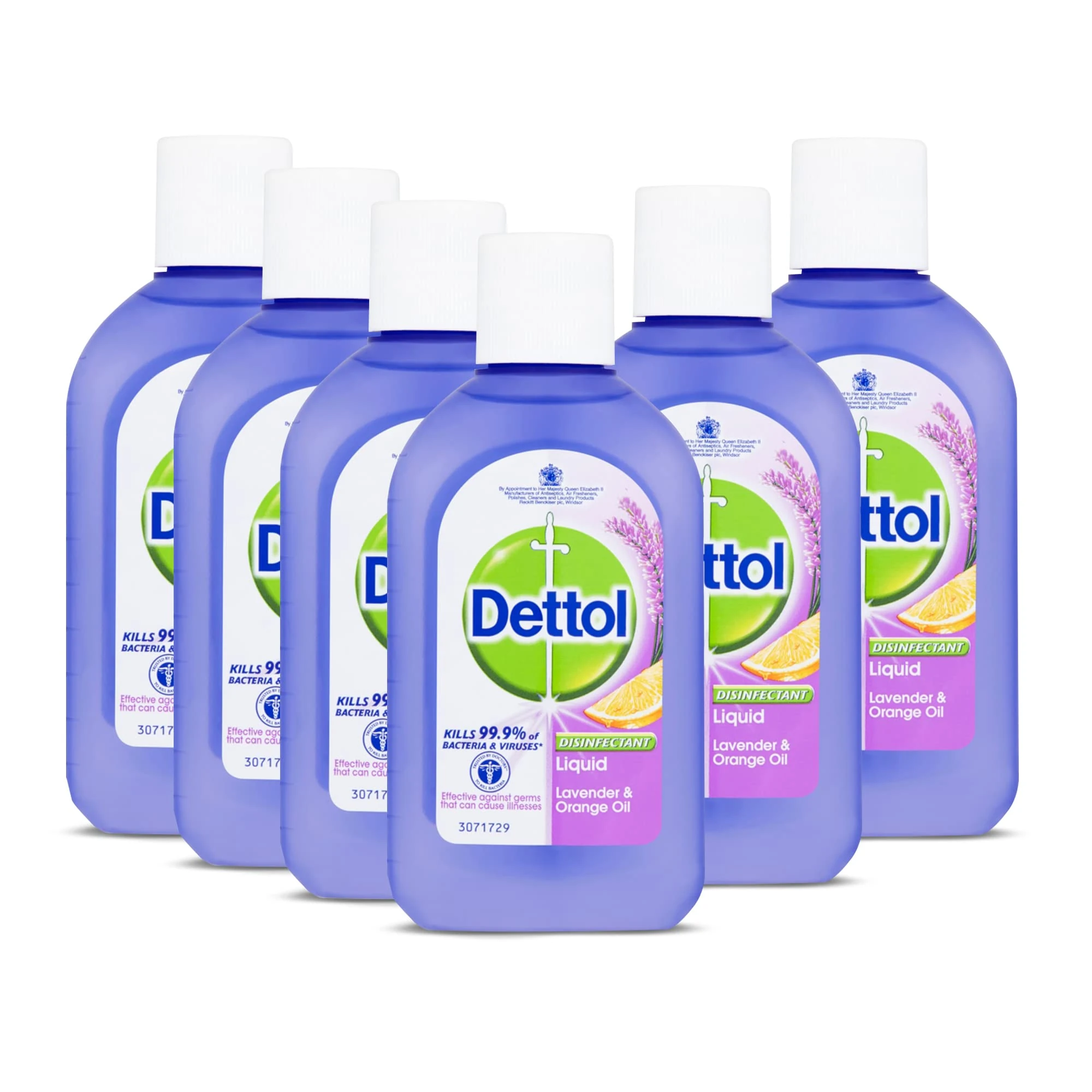 Dettol Disinfectant Liquid, Lavender and Orange Oil, Multipack of 6 X 500ml, Total 3L, Floor Cleaner Liquid, Wood Floor Cleaner Liquid, Alcohol Disinfectant, Antibacterial, Disinfectants