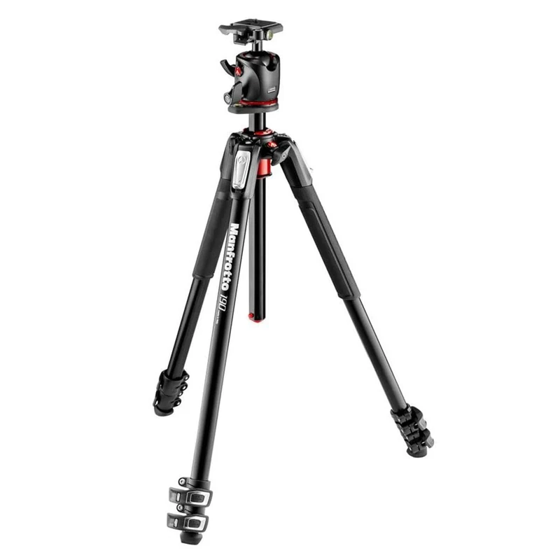 Manfrotto 190XPRO Aluminum 3-Section Tripod Kit with Ball Head (MK190XPRO3-BHQ2),Black