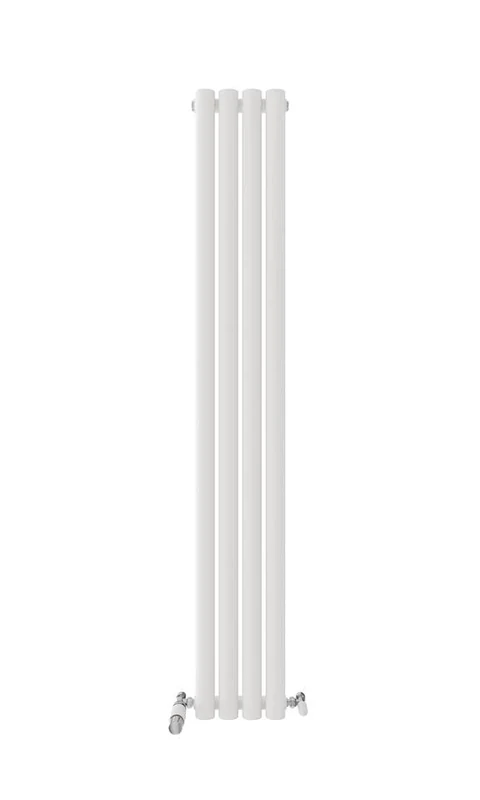 VeeBath Montpellier Matt White Low Carbon Mild Steel Vertical Single Oval Panel Bathroom Heating Radiator - 1600 x 240mm