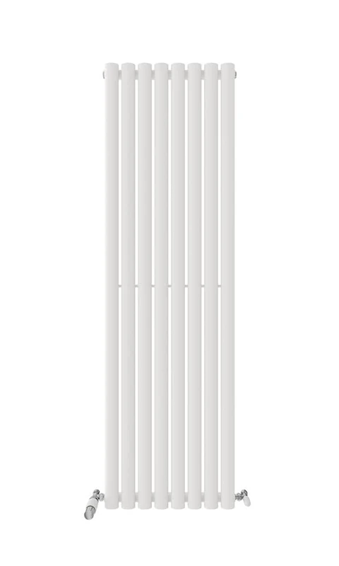 VeeBath Montpellier Matt White Low Carbon Mild Steel Vertical Single Oval Panel Bathroom Heating Radiator - 1600 x 480mm
