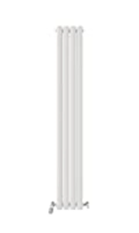 VeeBath Montpellier Matt White Low Carbon Mild Steel Vertical Double Oval Panel Bathroom Heating Radiator - 1600 x 240mm