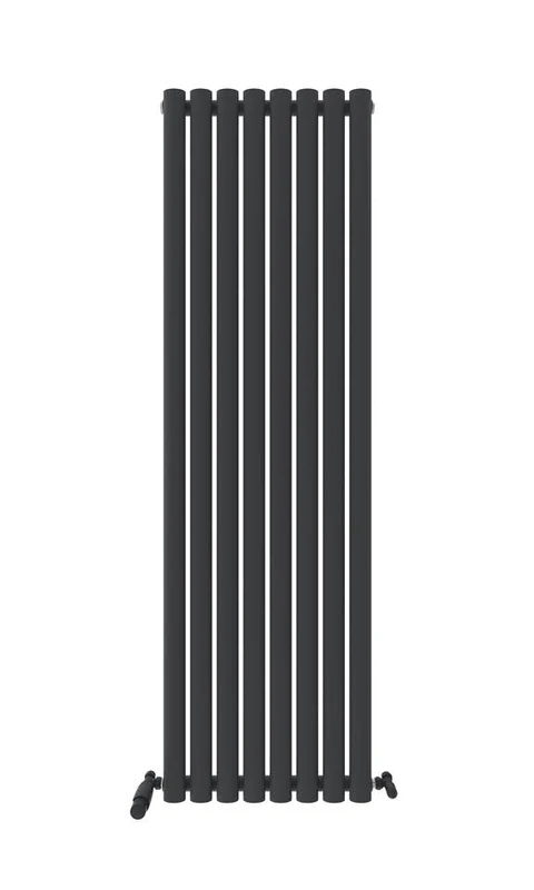 VeeBath Montpellier Matt Anthracite Low Carbon Mild Steel Vertical Single Panel Bathroom Heating Radiator - 1600 x 480mm