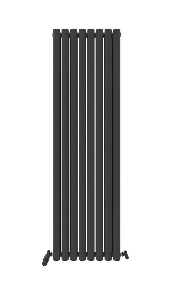 VeeBath Montpellier Matt Anthracite Low Carbon Mild Steel Vertical Double Panel Bathroom Heating Radiator - 1600 x 480mm