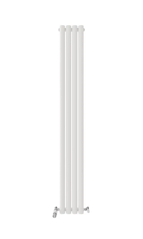 VeeBath Montpellier Matt White Low Carbon Mild Steel Vertical Single Oval Panel Bathroom Heating Radiator - 1800 x 240mm