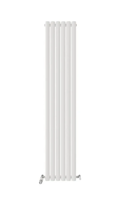 VeeBath Montpellier Matt White Low Carbon Mild Steel Vertical Single Oval Panel Bathroom Heating Radiator - 1800 x 360mm