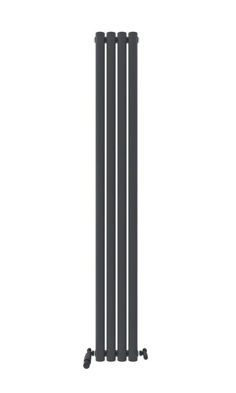 VeeBath Montpellier Matt Anthracite Low Carbon Mild Steel Vertical Single Panel Bathroom Heating Radiator - 1800 x 240mm
