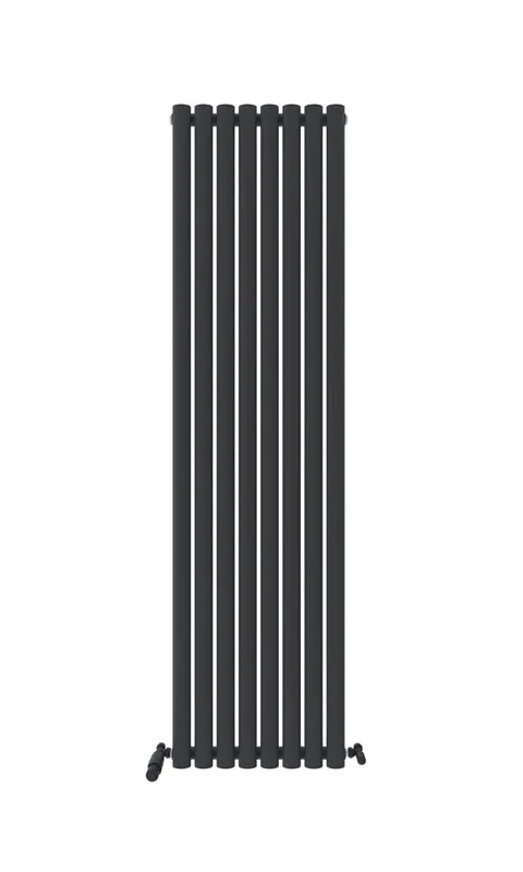 VeeBath Montpellier Matt Anthracite Low Carbon Mild Steel Vertical Single Panel Bathroom Heating Radiator - 1800 x 480mm