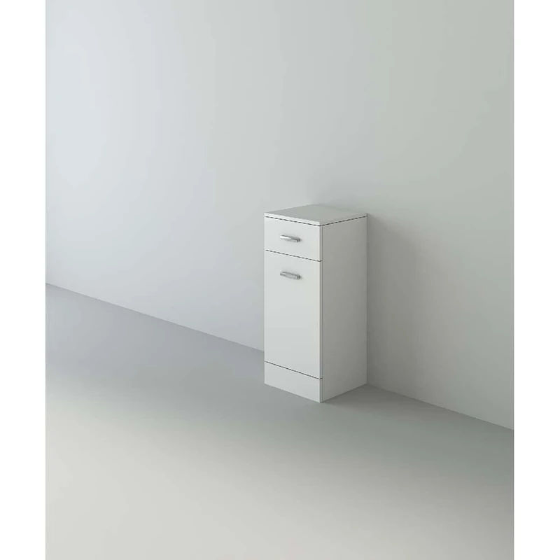 VeeBath NLSW300 Linx Free Standing Laundry Bathroom Cupboard Storage Furniture Cabinet Unit-350 x 300mm, High Gloss White