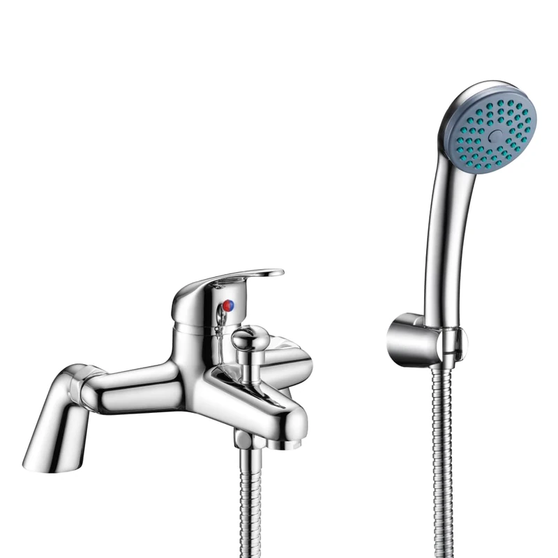 Veebath Bath Shower Mixer with Hose Pipe and Shower, Bathroom Tub Single Lever Mono Basin Shower Mixer, G3/4" Chrome Finished Taps, Shower Attachment for Bath Taps