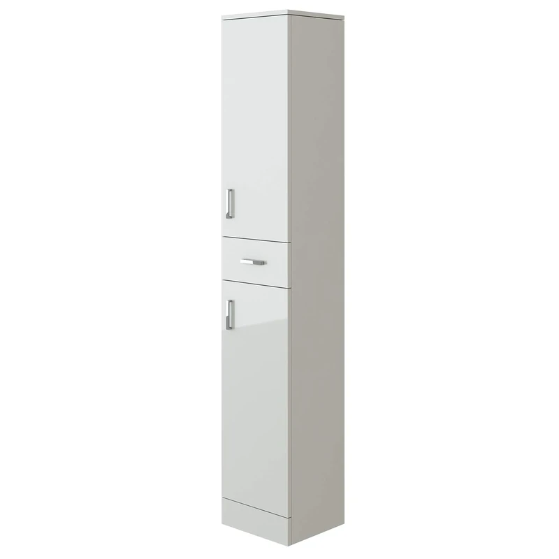 VeeBath NTSW30 Linx Free Standing Tall Bathroom Cabinet White High Gloss Storage Tallboy Cupboard Furniture - 350 x 300mm