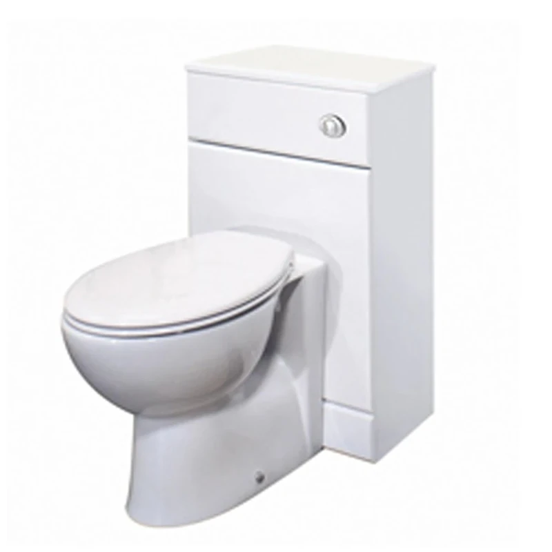 VeeBath Linx BTW Back to Wall WC Toilet High Gloss White Bathroom Furniture Concealed Cistern Cabinet Unit - 500 x 300mm