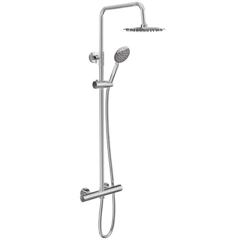 VeeBath Suffolk Round 8-inch Exposed Thermostatic Bar Mixer Shower Valve & Riser