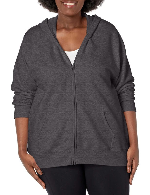 Just My Size Women's Plus-Size Full Zip Fleece Hoodie, Slate Heather, 2XL - Image 1