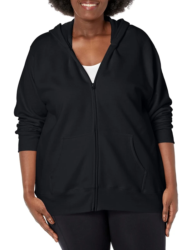 Just My Size Hanes ComfortBlend Women's Plus-Size Full Zip Fleece Hoodie, Ebony, 3XL