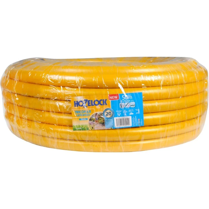 Hozelock Tricoflex Ultraflex Hose, Yellow, 25 mm x 50 m