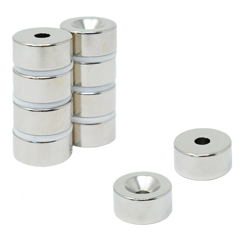 N42 Neodymium Countersunk Magnet for Arts, Crafts, Model Making, DIY, Hobbies, Office and Home - 20mm dia x 10mm thick x 5.2mm c/sink - 11kg Pull - North - Pack of 6