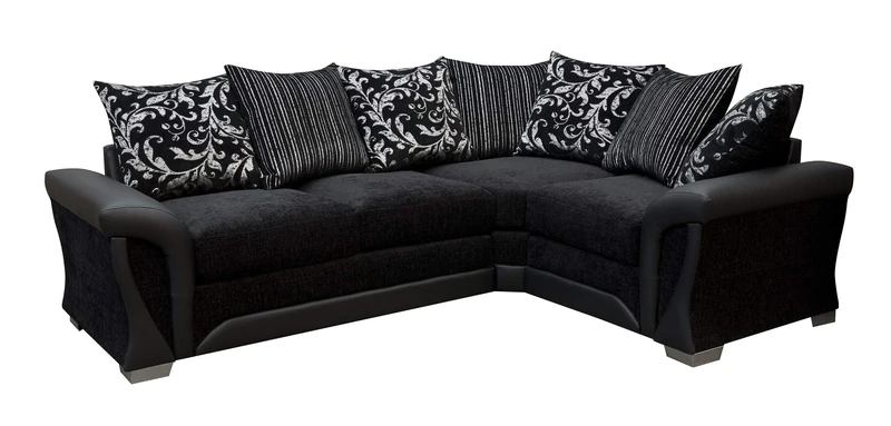 Sharon Corner Sofa Black Fabric Leather RIGHT