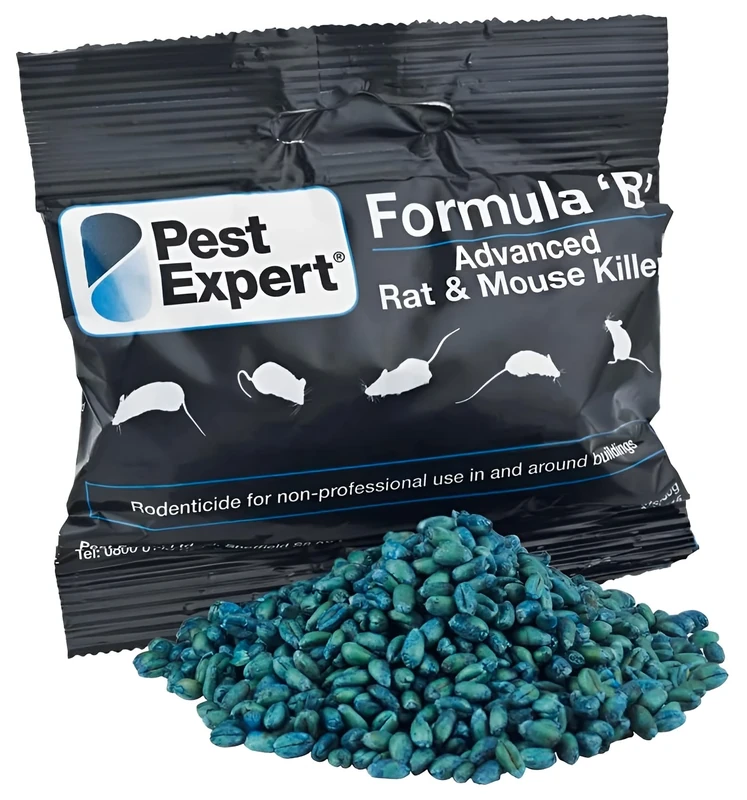 Pest Expert Formula 'B+' Advanced Rat Poison Grain Bait 1kg (10 x 100g) - Fast Acting Rodent Killer, Single Feed Max Strength Rat Poisoning, Brodifacoum