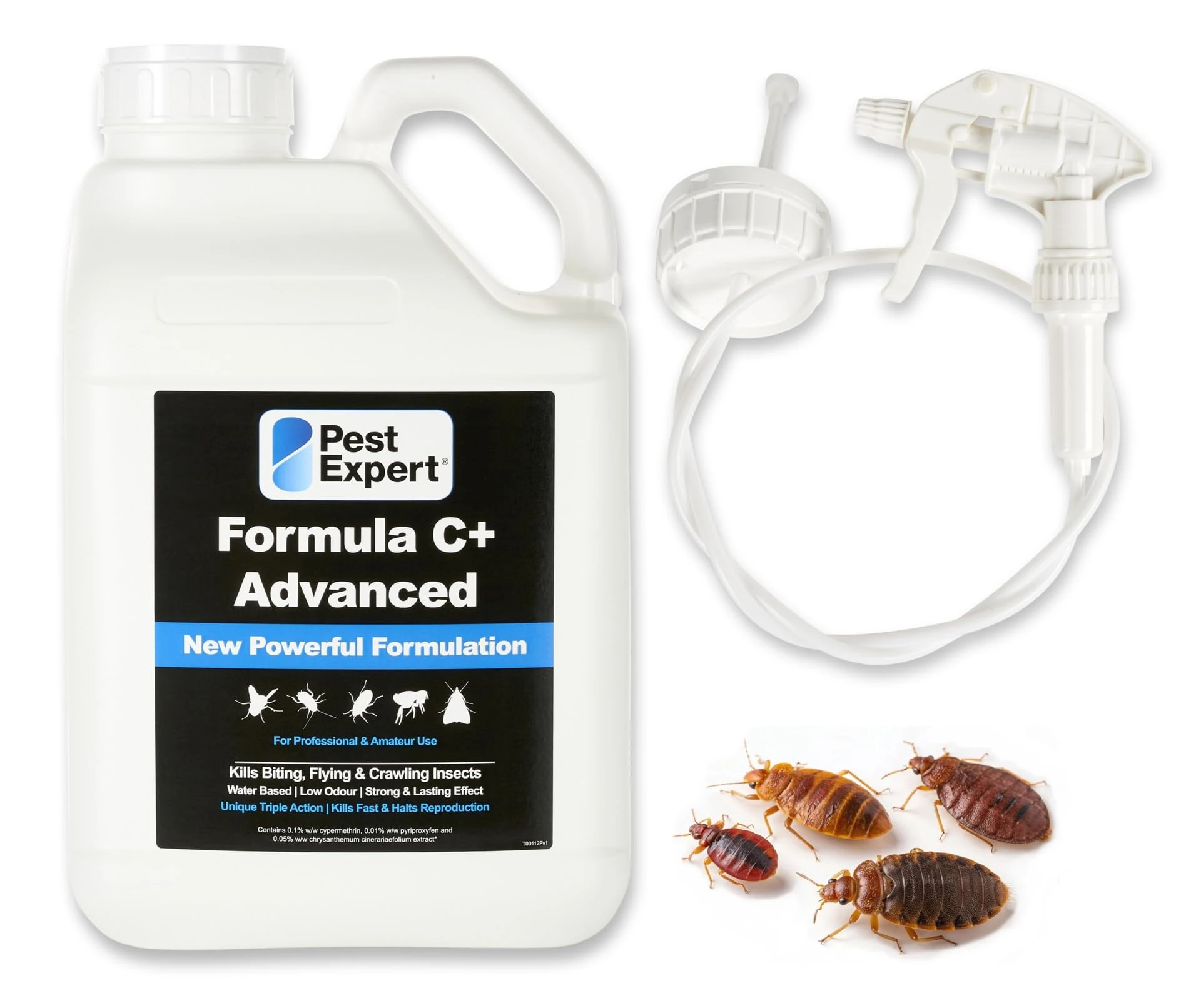 Pest Expert Bed Bug Killer Spray 5Ltr Formula 'C+' Bed Bug Treatment - Fast-Acting & Long-Lasting Control, Professional Strength Approved for Amateur Use - with Free Trigger Hose Sprayer
