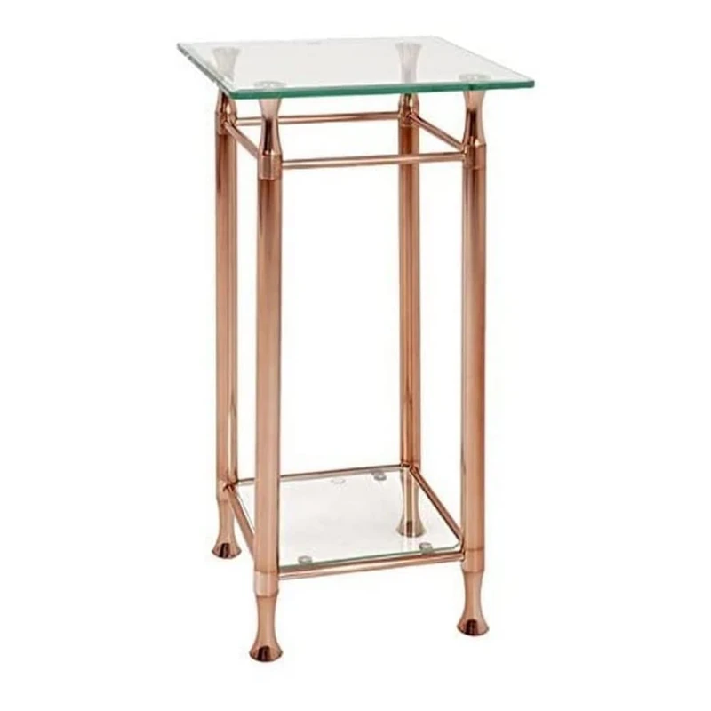 HAKU Möbel End Table Copper, Metal, Tempered Glass 10 Mm, Tempered Glass - Size: W 35 cm X H 72 cm X D 35 cm, Style: Contemporary