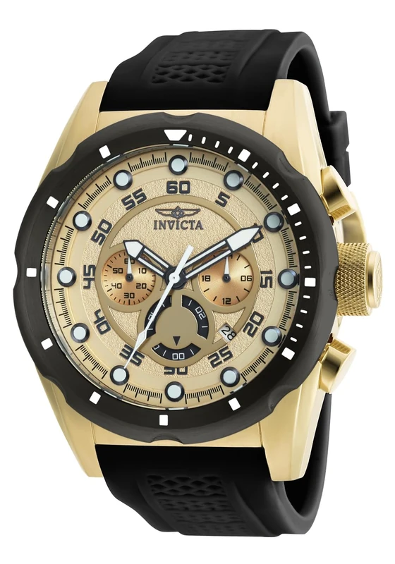 Invicta Speedway 20306 Men's Watch - Waterproof - Analogue - Quartz Movement - Stainless Steel with Gold dial - 50mm