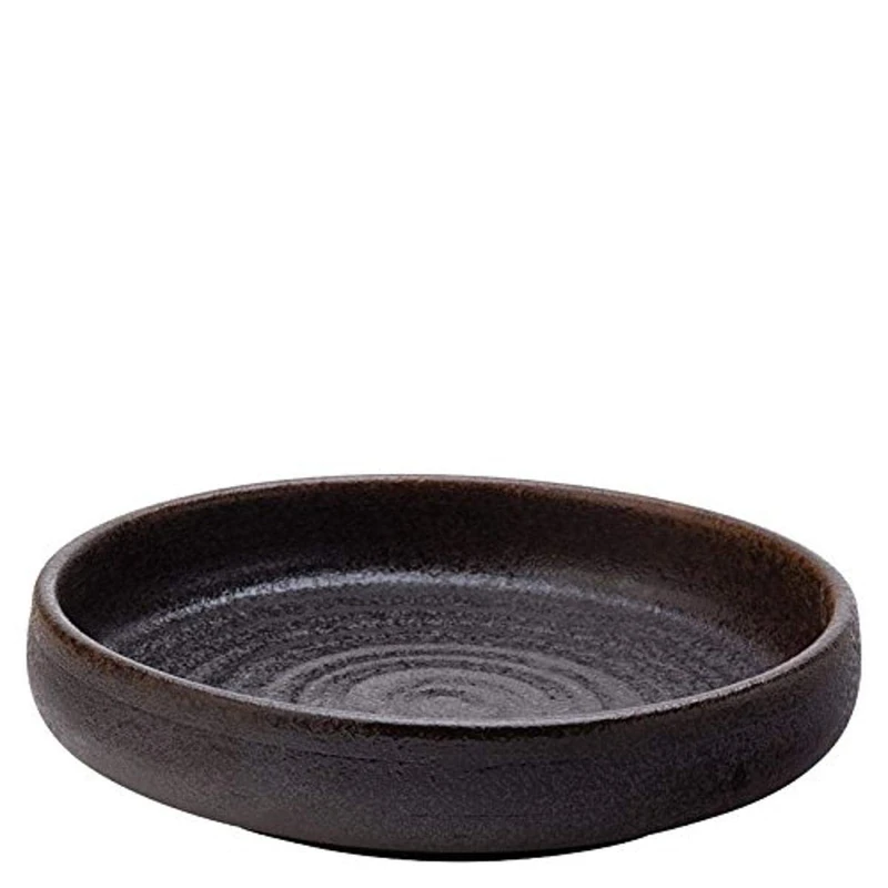 Utopia Fuji Low Dish 7inch / 18cm - Set of 6 - Oven Proof Black Terracotta Tapas Dish