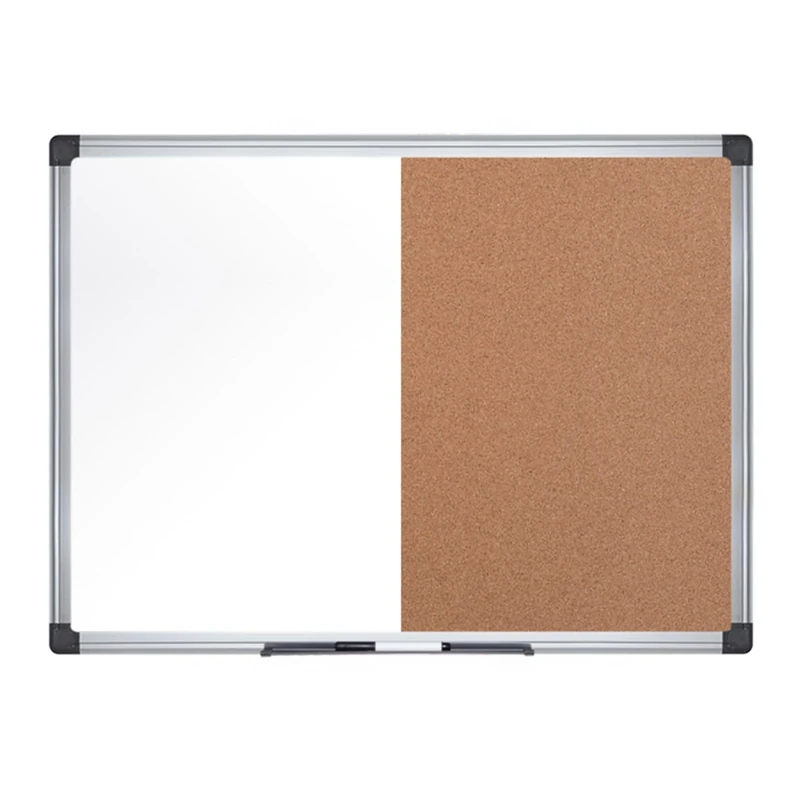 MasterVision Maya Silver Easy Clean Dry Erase/Cork Bulletin Board, 1.5' x 2', Aluminum Frame (XA0202170)