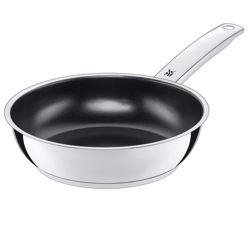 WMF Durado frying pan, diameter of 20 cm, stainless steel Cromargan, with handle coated induction