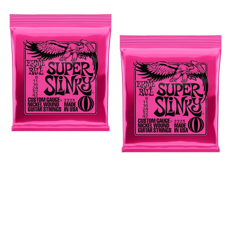 Ernie Ball Super Slinky Electric Guitar Strings, Nickel Wound, Lot/2, P02223^2