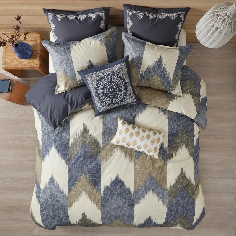 INK+IVY All Season Bedding Set, Cotton, Navy, King/Lime King