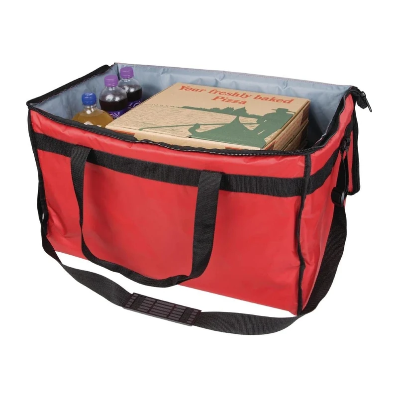Vogue Large Insulated Food Delivery Bag, Red, Material: Polyester, Size: 14 x 23 x 15 inch / 355(H) x 580(W) x 380(D)mm, Side Handles & Shoulder Strap, Takeaway Food Delivery Bag, GG141