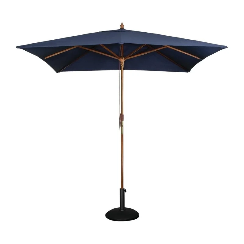 Bolero Square Double Pulley Parasol 2730X2500mm Wide Navy Blue Wood Outdoor