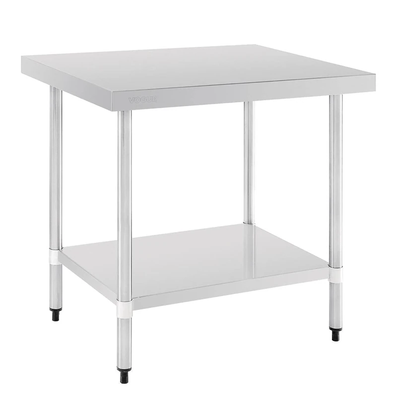 Vogue Stainless Steel Catering Prep Table with Upstand 1200 mm, Polished Stainless Steel, Easy Self Assembly, 90x120x70 cm, 1 Shelf, Commercial Kitchen Furniture, GJ507