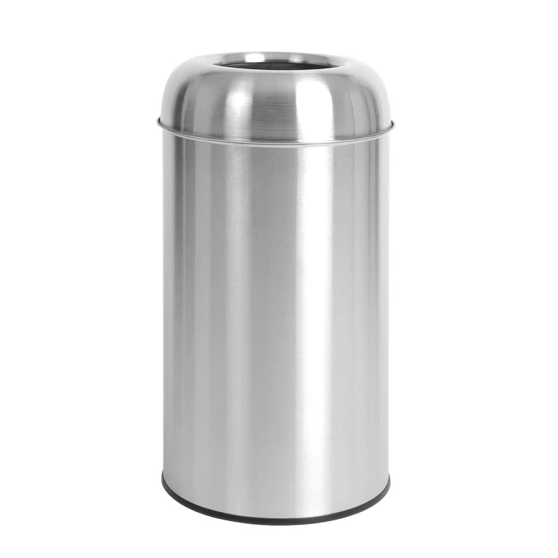 Bolero Stainless Steel Open Bullet Bin 40 Litre, Silver, Matt Finish, Open Top Trash Can, Size: 64(H) cm, Waste Bin, GK972