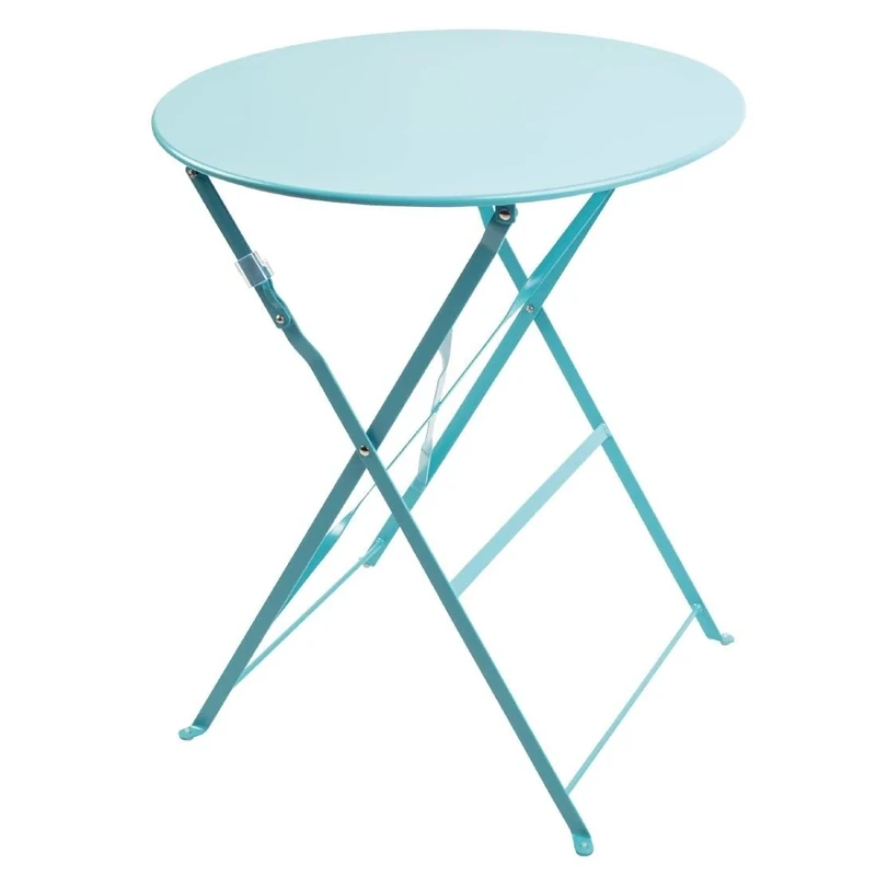 Bolero Perth Pavement Style Steel Round Table 600 mm, Blue, Steel Frame & Top, Size: 710(H) x 600(Dia) mm, Indoor Outdoor Table, Café Table, GK983