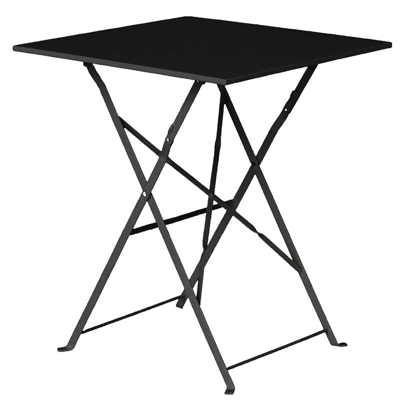 Bolero Black Steel Square Table Pavement Style 600mm - Garden, Patios Table for Restaurants, Pubs GK989