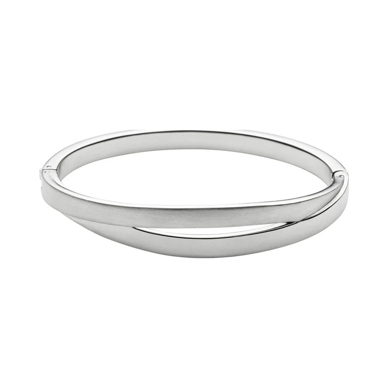 Skagen Women's Stainless Steel and Semi precious with Cuff Bangle bracelet, Dark Silver